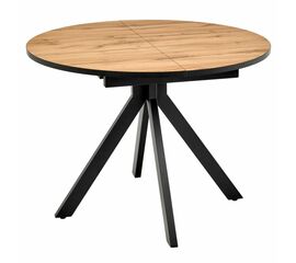 Стол Rudolf круглый раскладной 100-130x100x75см, Дуб Вотан, чёрный | Интернет магазин мебели и декора LifeDekor