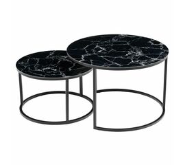 Набор кофейных столиков Tango чёрный мрамор с чёрными ножками, 2шт | Интернет магазин мебели и декора LifeDekor