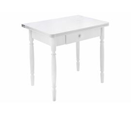 Стол деревянный Брентон с ящиком белый глянец | Интернет магазин мебели и декора LifeDekor