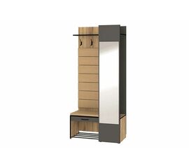 Прихожая с зеркалом Ольга Лофт 2, Дуб крафт золотой/Темно-серый | Интернет магазин мебели и декора LifeDekor
