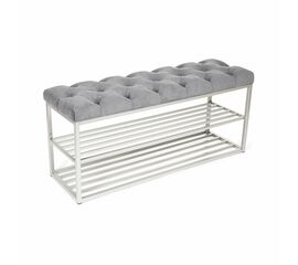 Обувница SHADO ТК36 черная с серой обивкой, Цвет обивки: серый, Цвет каркаса: Серебро | Интернет магазин мебели и декора LifeDekor