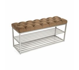 Обувница SHADO ТК36 черная с коричневой обивкой, Цвет обивки: коричневый, Цвет каркаса: Серебро | Интернет магазин мебели и декора LifeDekor