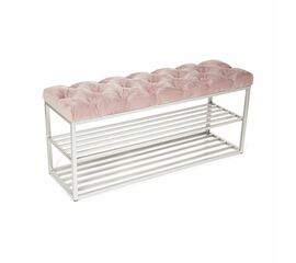 Обувница SHADO ТК36 черная с обивкой пыльная роза, Цвет обивки: Пыльная роза, Цвет каркаса: Серебро | Интернет магазин мебели и декора LifeDekor