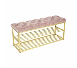 Обувница SHADO ТК36 черная с обивкой пыльная роза, Цвет обивки: Пыльная роза, Цвет каркаса: Золотой | Интернет магазин мебели и декора LifeDekor