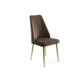 Кухонный стул SHADO Мокка Стандарт № 3 ткань кабрио №08, Цвет обивки: коричневый, Цвет каркаса: Золотой | Интернет магазин мебели и декора LifeDekor