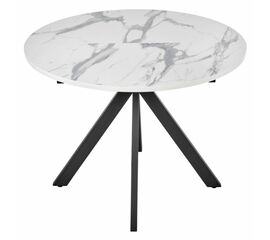 Стол Rudolf круглый раскладной 100-130x100x75см, белый мрамор, чёрный | Интернет магазин мебели и декора LifeDekor
