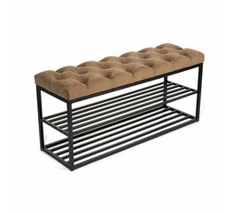 Обувница SHADO ТК36 черная с коричневой обивкой, Цвет обивки: коричневый, Цвет каркаса: черный | Интернет магазин мебели и декора LifeDekor