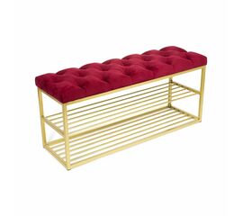 Обувница SHADO ТК36 черная с красной обивкой, Цвет обивки: красный, Цвет каркаса: Золотой | Интернет магазин мебели и декора LifeDekor