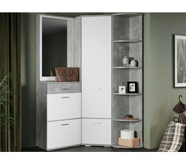 Прихожая «Виола» угловая М, Ателье светлый/белый | Интернет магазин мебели и декора LifeDekor