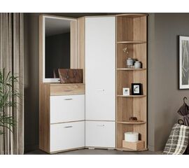 Прихожая «Виола» угловая М, Дуб сонома/белый | Интернет магазин мебели и декора LifeDekor