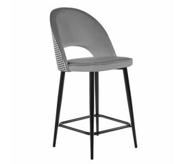 Стул полубарный Leo тёмно-серый с жаккардом, с поворотным механизмом | Интернет магазин мебели и декора LifeDekor