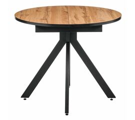 Стол Rudolf круглый раскладной 90-120x90x75см, Дуб Вотан, чёрный | Интернет магазин мебели и декора LifeDekor