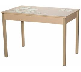 Стол М82 ДП1-03-03 1100(1400)*680 «Бристоль» Стекло Мателюкс с/в «Кофейные цветы», Н/с Беж. | Интернет магазин мебели и декора LifeDekor