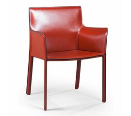 Стул с подлокотниками Barrie, кожа ретро-красный | Интернет магазин мебели и декора LifeDekor