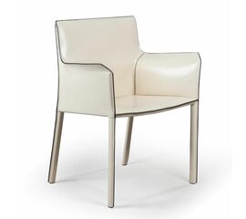 Стул с подлокотниками Barrie, кожа бежевый | Интернет магазин мебели и декора LifeDekor