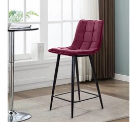 Стул полубарный UNO, бархат красный 16 / чёрный конус | Интернет магазин мебели и декора LifeDekor