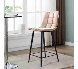 Стул полубарный UNO, бархат бежевый 5 / чёрный конус | Интернет магазин мебели и декора LifeDekor