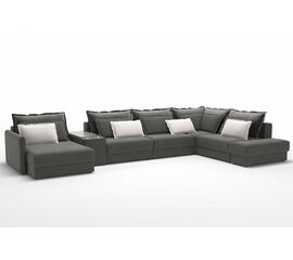 Incanto диван-кровать с шезлонгом и баром бархат серый | Интернет магазин мебели и декора LifeDekor