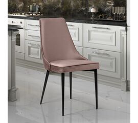 Стул Oliver, бархат пепельно-бежевый 25/ чёрный конус | Интернет магазин мебели и декора LifeDekor