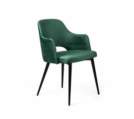 Стул William с подлокотниками, бархат зелёный 19/ черный конус | Интернет магазин мебели и декора LifeDekor