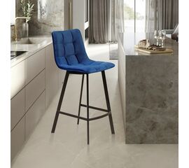 Стул полубарный UNO, бархат синий 29 / черный профиль | Интернет магазин мебели и декора LifeDekor