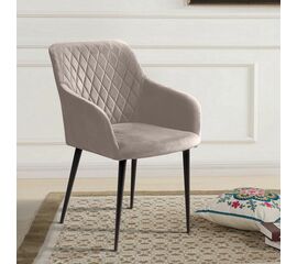 Стул с подлокотниками Robert, бархат пепельно-бежевый 25 | Интернет магазин мебели и декора LifeDekor