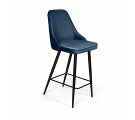 Стул полубарный Berg, бархат синий 29/ чёрный конус | Интернет магазин мебели и декора LifeDekor
