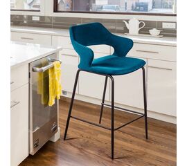 Стул полубарный Woddy, бархат сине-зеленый | Интернет магазин мебели и декора LifeDekor