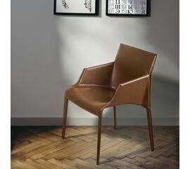 Стул с подлокотниками Morgan, экокожа коричневый | Интернет магазин мебели и декора LifeDekor