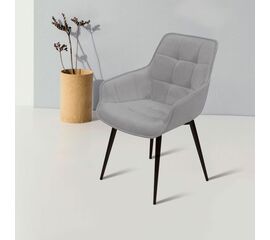 Стул с подлокотниками Capri, бархат светло-серый 26 / опора конус | Интернет магазин мебели и декора LifeDekor