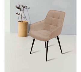 Стул с подлокотниками Capri, бархат бежевый 5 / опора конус | Интернет магазин мебели и декора LifeDekor