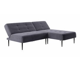 Monaco диван-кровать с шезлонгом, без подлокотников, бархат серый 27 | Интернет магазин мебели и декора LifeDekor
