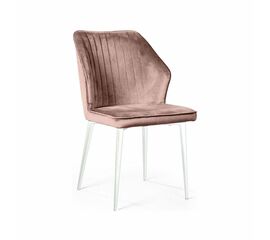 Стул Berg, бархат бежевый 5 / белый конус | Интернет магазин мебели и декора LifeDekor
