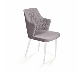 Стул с подлокотниками Hunt ромб, бархат светло-серый 26 / белый конус | Интернет магазин мебели и декора LifeDekor