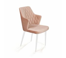Стул с подлокотниками Hunt ромб, бархат бежевый 5 / белый конус | Интернет магазин мебели и декора LifeDekor