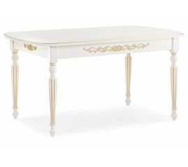 Стол деревянный Бевье молочный / золото | Интернет магазин мебели и декора LifeDekor