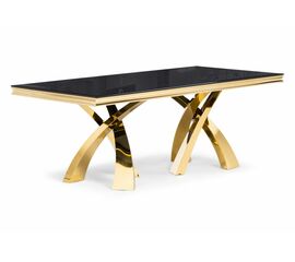 Стол стеклянный Komin 2 черный / золото | Интернет магазин мебели и декора LifeDekor
