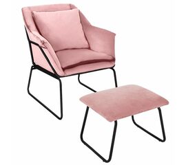 Комплект кресло ALEX и оттоманка ALEX пудровый | Интернет магазин мебели и декора LifeDekor