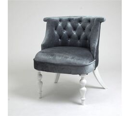 Кресло Бархат (эмаль белая / 25 - грязно-голубой) | Интернет магазин мебели и декора LifeDekor