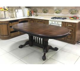 Стол  обеденный овальный АЗИЯ-М  (Матовый лак/Темный орех / патина черная) | Интернет магазин мебели и декора LifeDekor