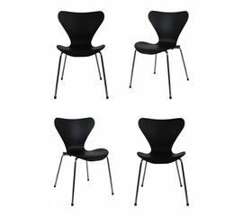 Комплект из 4-х стульев Seven Style чёрный с хромированными ножками | Интернет магазин мебели и декора LifeDekor
