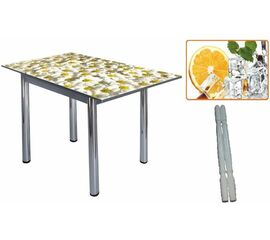 Стол обеденный 832-П  (Апельсин (ЧС-24)  / ноги Белый) фото печать | Интернет магазин мебели и декора LifeDekor