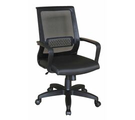 Кресло Оптима спинка сетка (черная)/сиденье кож/зам (черный) | Интернет магазин мебели и декора LifeDekor