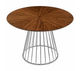 Стол Liverpool диам.110см, шпон орех лучевой набор, с хромированными ножками | Интернет магазин мебели и декора LifeDekor