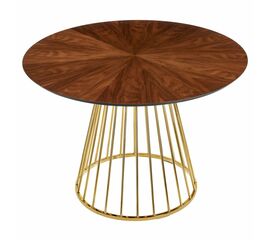 Стол Liverpool диам.110см, шпон орех лучевой набор, с золотистыми ножками | Интернет магазин мебели и декора LifeDekor