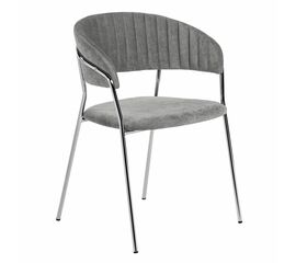 Стул Turin серый вельвет с хромированными ножками | Интернет магазин мебели и декора LifeDekor