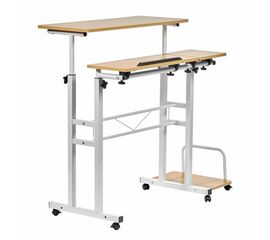 Стол многофункциональный Shuttle 80х58х80-130см, светлое дерево, белый | Интернет магазин мебели и декора LifeDekor