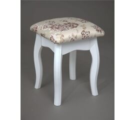 Табурет из массива березы (Розы светлые-ткань/Белый-каркас) | Интернет магазин мебели и декора LifeDekor