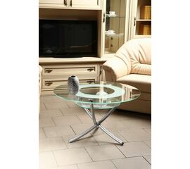 Стол журнальный Дуэт 4 металлик/ прозрачное | Интернет магазин мебели и декора LifeDekor