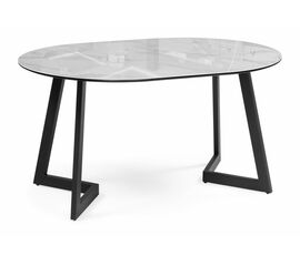 Стол Алингсос 100(140)х100х76 белый мрамор / черный | Интернет магазин мебели и декора LifeDekor